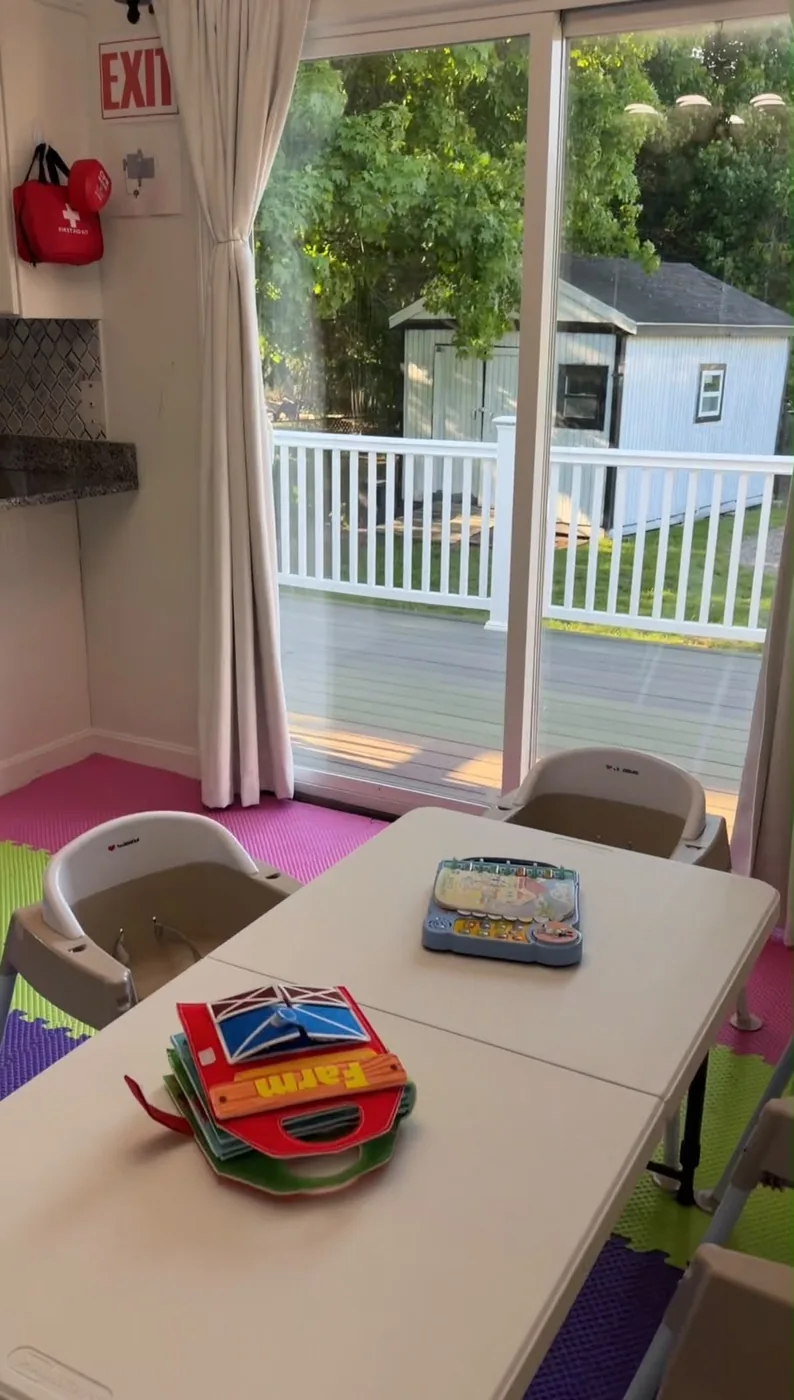 Child-sized table used for meals and activities